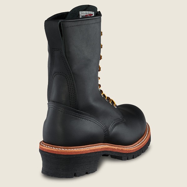 Red Wing Safety Boots Black - Mens Loggermax - 9-inch Toe - Made To Order - 9763-QLDUV